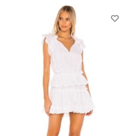 MISA Lilian Dress in White Tassel Ruffle Size Medium Boho Summer - Picture 2 of 11